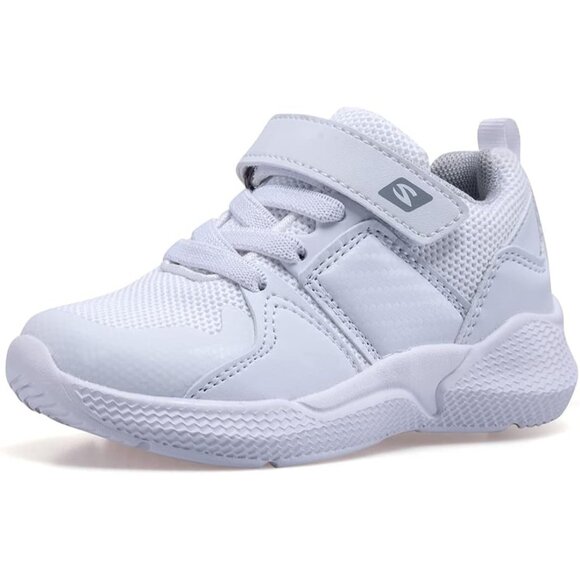 Kids White-1 Lightweight Tennis Athletic Casual Running Shoes Breathable Sneaker - Picture 1 of 9